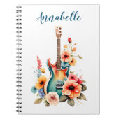 Carnet Guitare Boho avec fleurs florales (Devant)