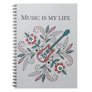 Carnet Guitare Boho Rock’n’Roll avec fleurs