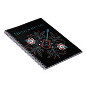 Carnet Guitare Boho Rock’n’Roll avec fleurs (Côté Droit)