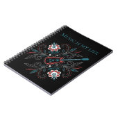 Carnet Guitare Boho Rock’n’Roll avec fleurs (Côté gauche)