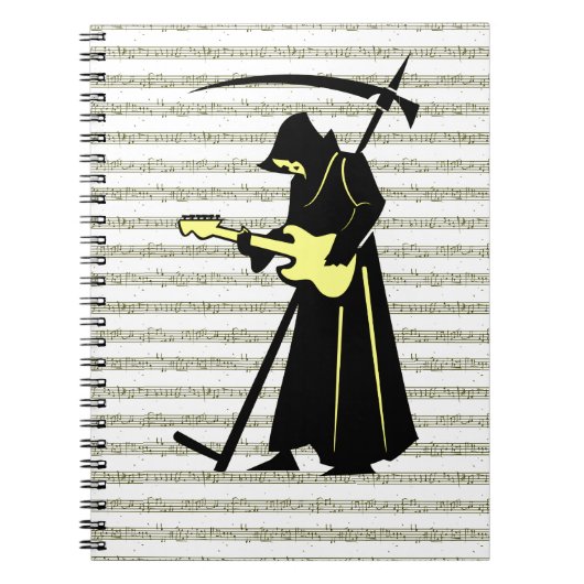Carnet Guitare de faucheuse ☠️ conception gothique du crâ (Devant)