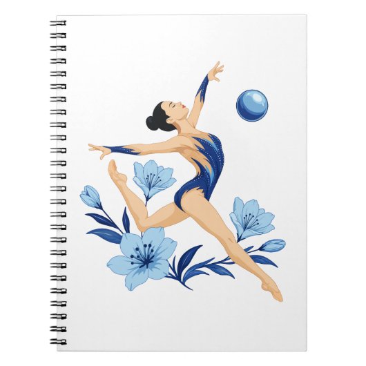 Carnet Gymnaste Rythmique Élégante avec des Fleurs (Devant)