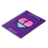 Carnet Gymnastique à poussoir Coeur étincelant violet   (Côté gauche)