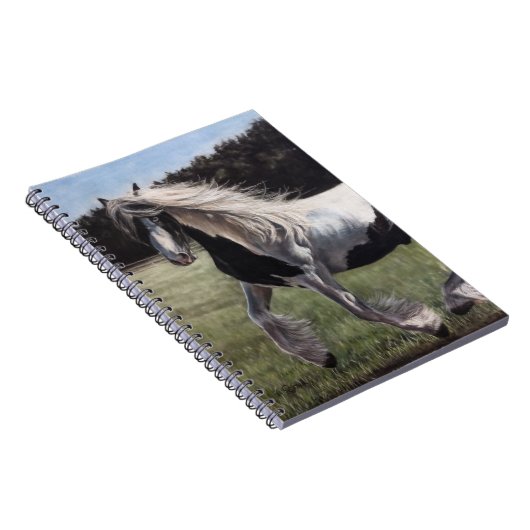 Carnet Gypsy vanner pinto horse running in field (Côté Droit)