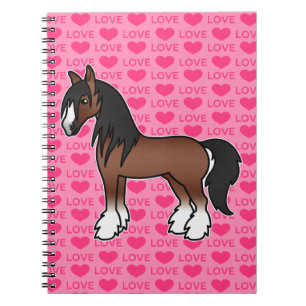 Carnet Gypsy Vanner Shire Clydesdale de dessin animé marr