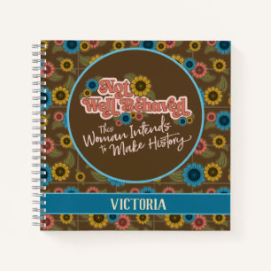 Carnet Habilitation des femmes Rétro Hippie Floral bleu