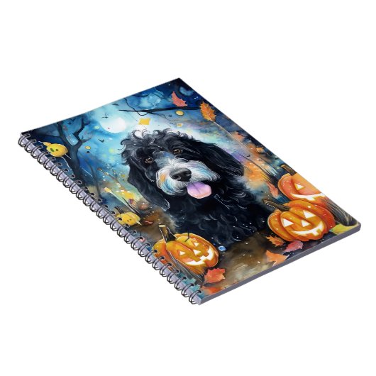 Carnet Halloween Bernedoodle Avec La Peur Citrouille (Côté Droit)