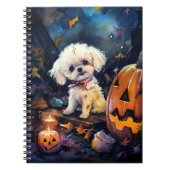 Carnet Halloween Bichon Frise Avec La Peur Citrouille (Devant)