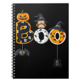 Carnet Halloween Boo Owl avec sorcière Casquette araignée (Devant)