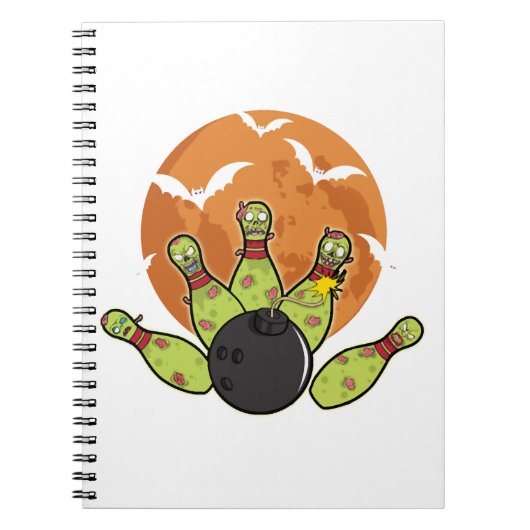 Carnet Halloween Bowling Zombie Pins chauves-souris Bowle (Devant)