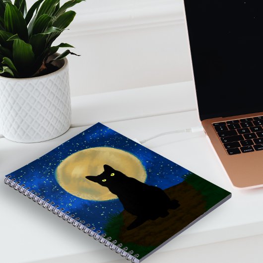 Carnet Halloween Chat noir Silhouette Lune