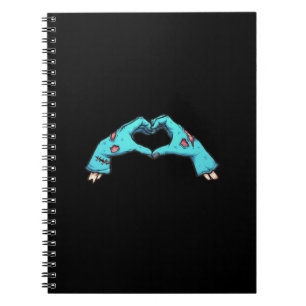 Carnet Halloween Coeur des mains Zombie Éffrayant