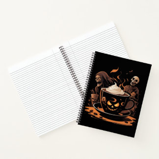 Carnet Halloween Coffee Art – Spooky Latte with Skeletons