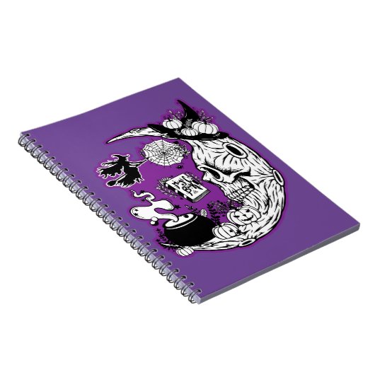 Carnet Halloween Croissant Lune crâne de sorcière (Côté Droit)