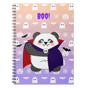 Carnet Halloween Cute Baby Panda Dracula Vampire