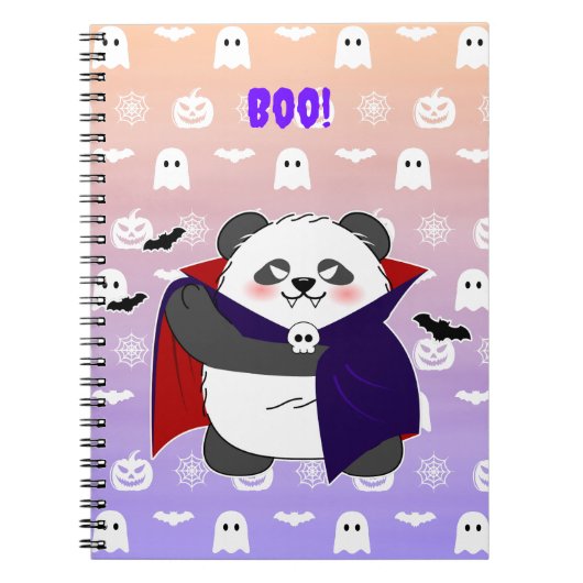 Carnet Halloween Cute Baby Panda Dracula Vampire (Devant)