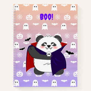 Carnet Halloween Cute Baby Panda Dracula Vampire