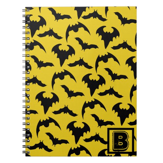 Carnet Halloween des chauves-souris jaunes et noires (Devant)