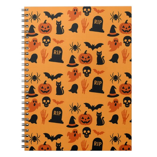 Carnet Halloween éffrayant - Trick noir et orange (Devant)