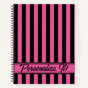 Carnet Halloween en bande verticale noire rose