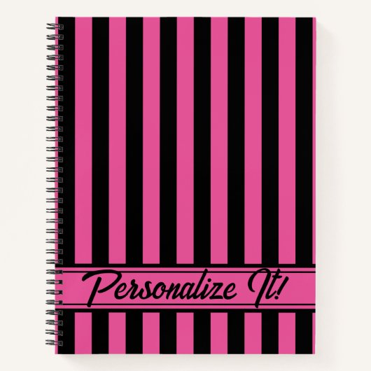 Carnet Halloween en bande verticale noire rose (Devant)