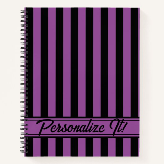 Carnet Halloween en bande verticale violette noire (Devant)