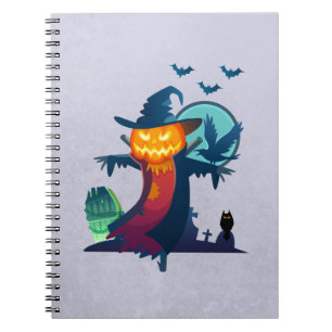 Carnet Halloween Épouvantail Hanté Avec Chauve-Feu Et Un