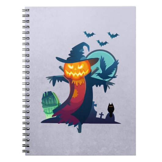 Carnet Halloween Épouvantail Hanté Avec Chauve-Feu Et Un (Devant)