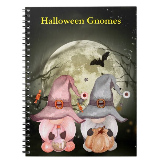 Carnet Halloween Gnome Couple Pleine lune (Devant)