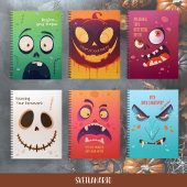 Carnet Halloween Goofy Eyed Zombie Face Spiral Notebook