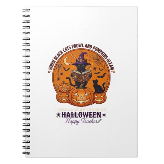Carnet Halloween Joyeux Professeur Chat Noir Sorcière Cha (Devant)
