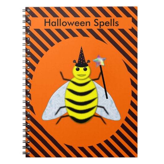 Carnet Halloween Magic Bee Witch Orange et Black Stripes (Devant)