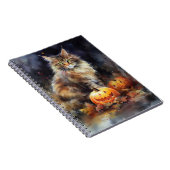 Carnet Halloween Maine Coon Chat Avec Crainte Citrouille (Côté Droit)