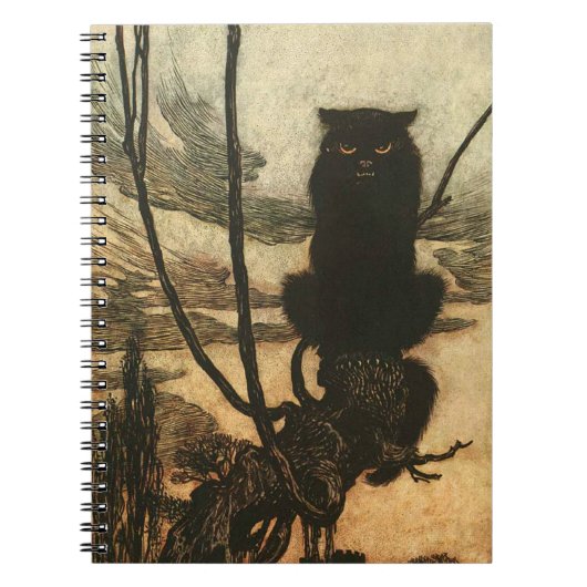 Carnet Halloween noir Chat Vintage Rackham effrayant (Devant)