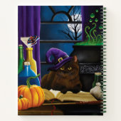 Carnet Halloween sorcière chat violet magie (Dos)