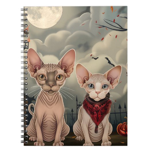 Carnet Halloween sphynx chats Éffrayant (Devant)