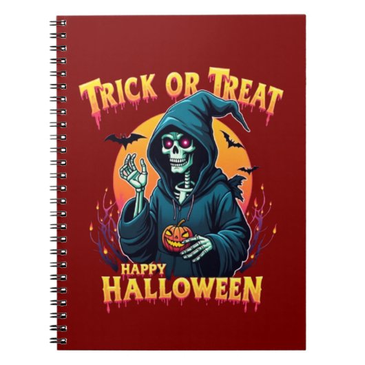 Carnet Halloween Spooky Vibes: Trick or Treat Skeleton (Devant)