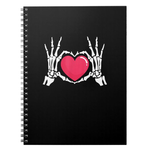 Carnet Halloween squelette coeur main (Devant)
