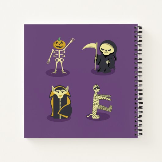 Carnet Halloween Squelette Dracula Mummy Griffe Reaper (Dos)