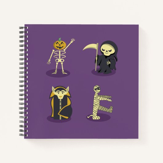 Carnet Halloween Squelette Dracula Mummy Griffe Reaper (Devant)