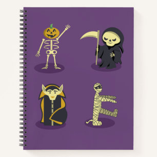Carnet Halloween Squelette Dracula Mummy Griffe Reaper