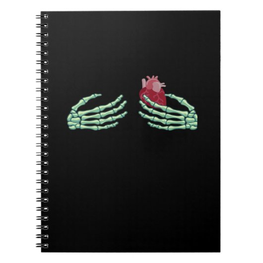 Carnet Halloween Squelette Mains Avec Coeur Classique (Devant)