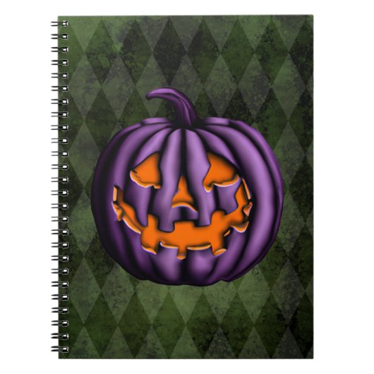 Carnet Halloween violet Citrouille Grunge vert (Devant)