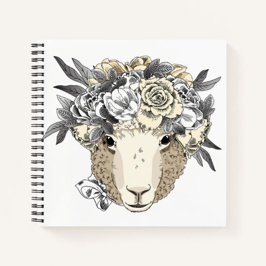 Carnet Halo mouton floral (Devant)