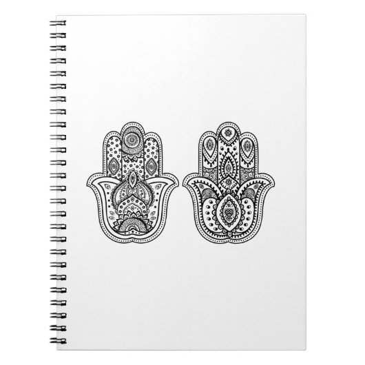 Carnet Hamsa tiré par la main avec des ornements (Devant)