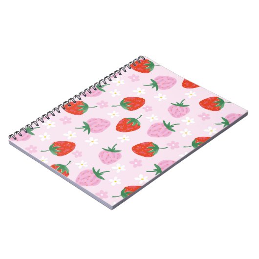 Carnet Hand-Drawn Aesthetic Strawberry Seamless Pattern (Côté gauche)