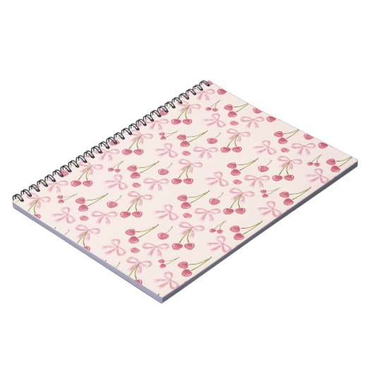 Carnet Hand-drawn Pink Cherry Coquette Seamless Pattern (Côté gauche)