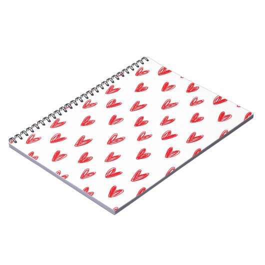 Carnet Hand Drawn Red Hearts Pattern – Minimal Valentine (Côté gauche)