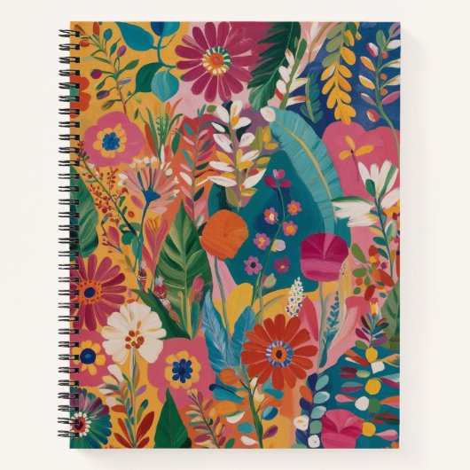 Carnet Hand-painted Floral Spiral Colorful Notebook (Devant)