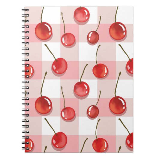 Carnet Hand-Painted Red Cherries Seamless Pattern (Devant)
